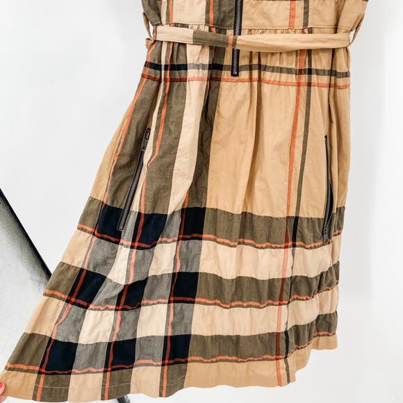 Burberry Dress Shirt Plaid Classic Nova Check Tan Brown US 2 Summer Print Black - Picture 6 of 14